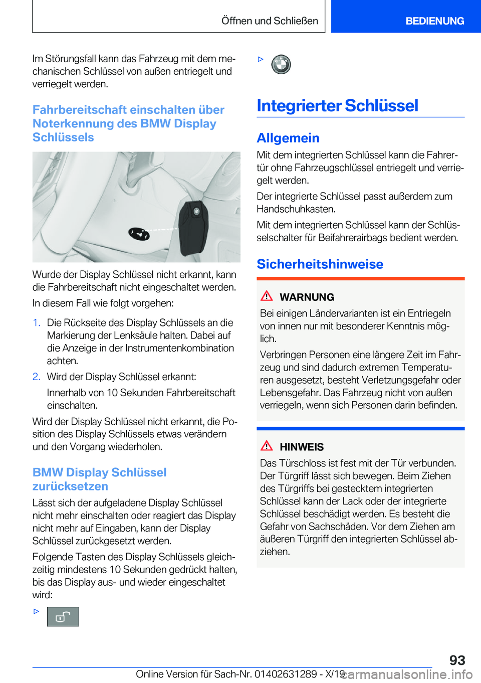 BMW M8 2020  Betriebsanleitungen (in German) �I�m��S�t�