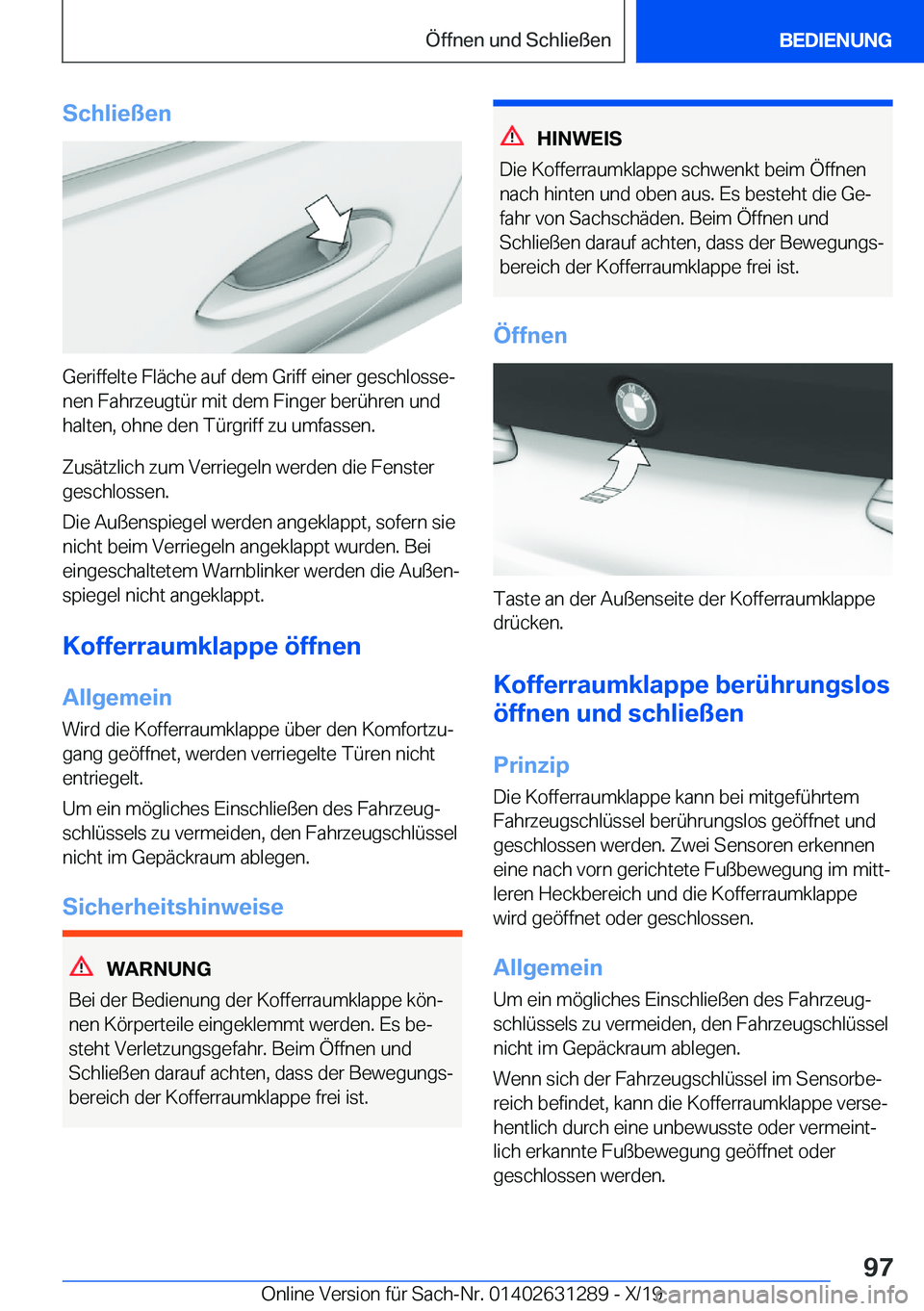 BMW M8 2020  Betriebsanleitungen (in German) �S�c�h�l�i�e�