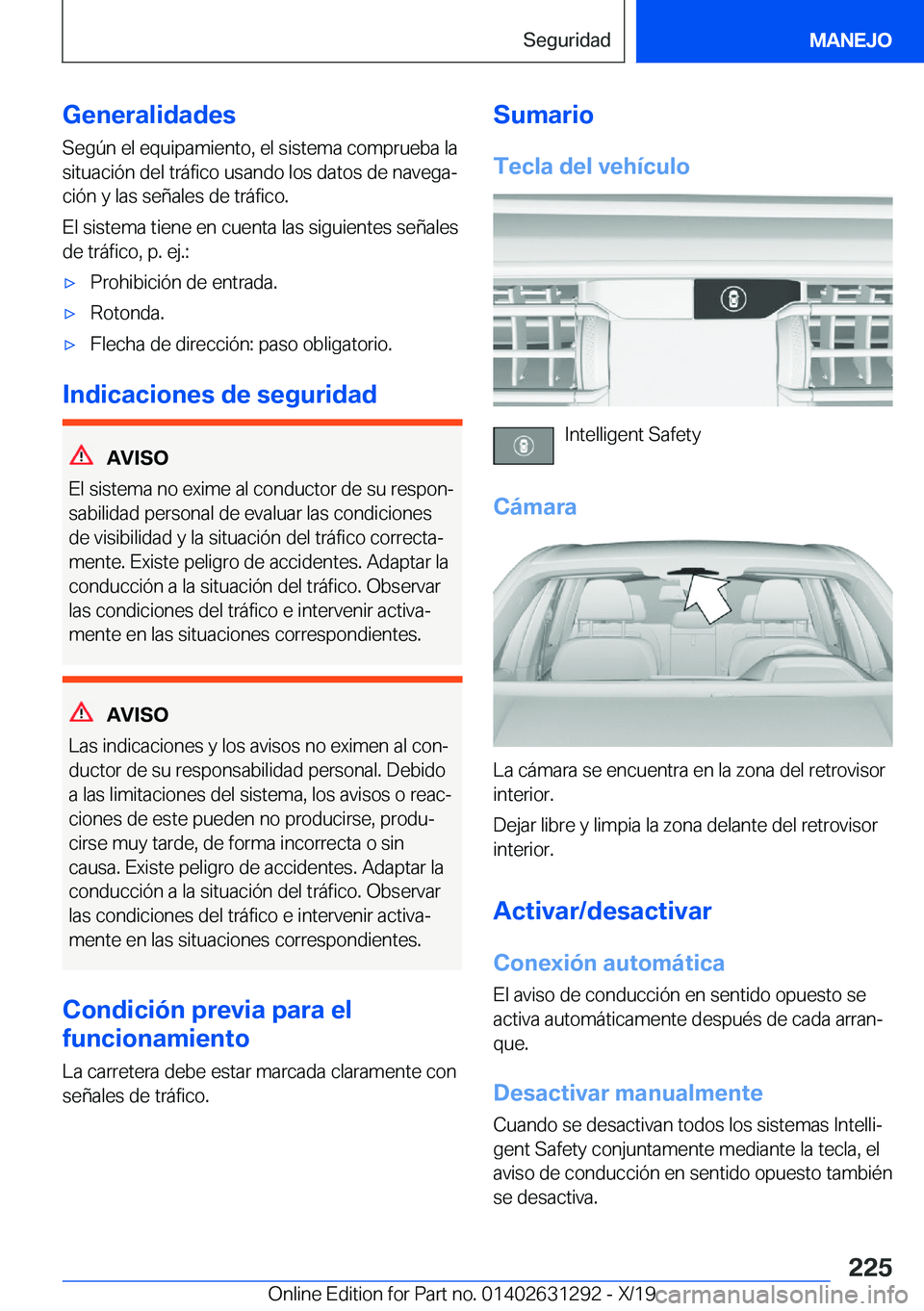 BMW M8 2020  Manuales de Empleo (in Spanish) �G�e�n�e�r�a�l�i�d�a�d�e�s
�S�e�g�