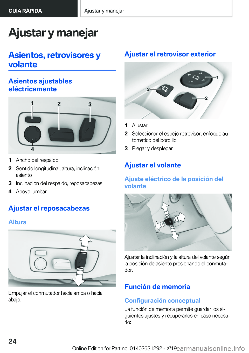 BMW M8 2020  Manuales de Empleo (in Spanish) �A�j�u�s�t�a�r��y��m�a�n�e�j�a�r�A�s�i�e�n�t�o�s�,��r�e�t�r�o�v�i�s�o�r�e�s��y
�v�o�l�a�n�t�e
�A�s�i�e�n�t�o�s��a�j�u�s�t�a�b�l�e�s
�e�l�