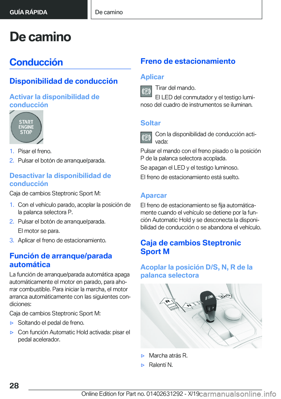 BMW M8 2020  Manuales de Empleo (in Spanish) �D�e��c�a�m�i�n�o�C�o�n�d�u�c�c�i�