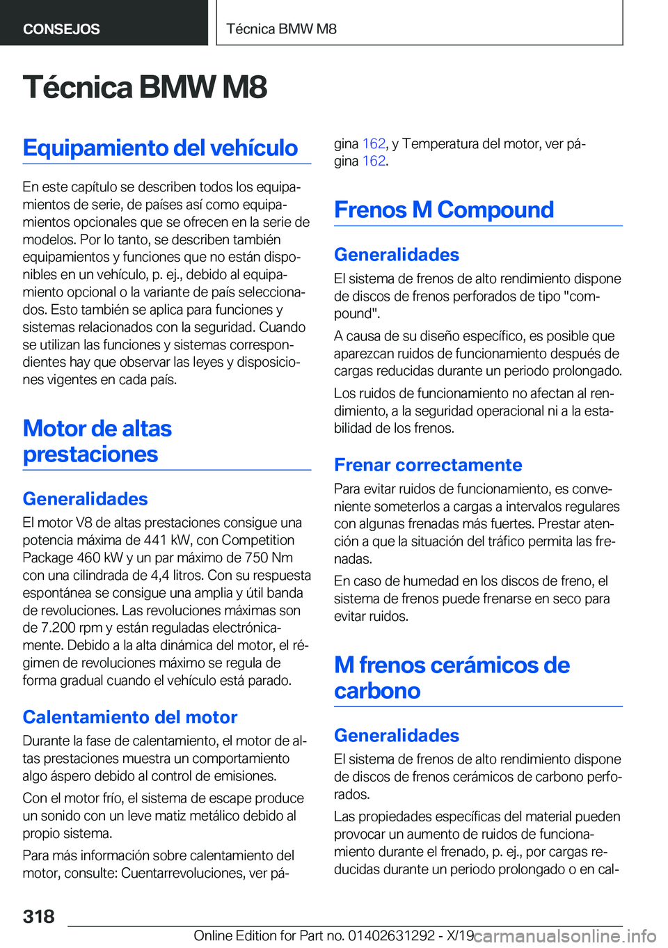 BMW M8 2020  Manuales de Empleo (in Spanish) �T�