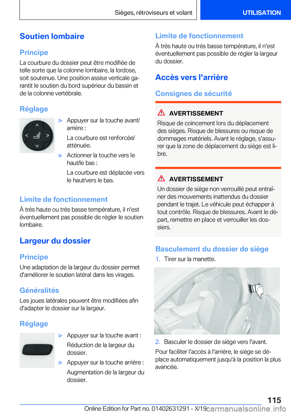 BMW M8 2020  Notices Demploi (in French) �S�o�u�t�i�e�n��l�o�m�b�a�i�r�e�P�r�i�n�c�i�p�e
�L�a��c�o�u�r�b�u�r�e��d�u��d�o�s�s�i�e�r��p�e�u�t��ê�t�r�e��m�o�d�i�f�i�é�e��d�e
�t�e�l�l�e��s�o�r�t�e��q�u�e��l�a��c�o�l�o�n�n�e��l�o�m