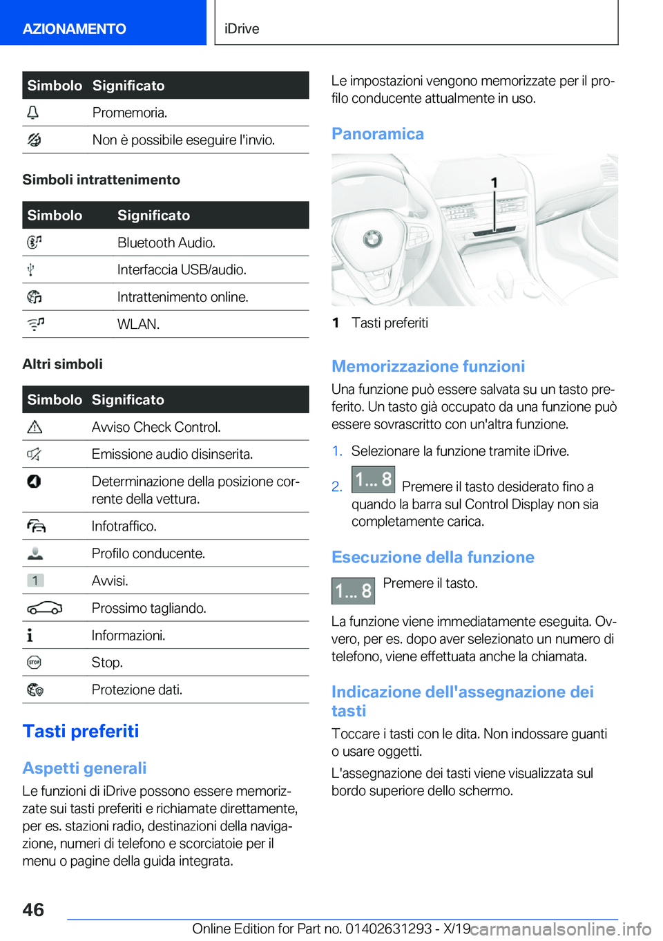 BMW M8 2020  Libretti Di Uso E manutenzione (in Italian) �S�i�m�b�o�l�o�S�i�g�n�i�f�i�c�a�t�o��P�r�o�m�e�m�o�r�i�a�.��N�o�n��è��p�o�s�s�i�b�i�l�e��e�s�e�g�u�i�r�e��l�'�i�n�v�i�o�.
�S�i�m�b�o�l�i��i�n�t�r�a�t�t�e�n�i�m�e�n�t�o
�S�i�m�b�o�l�o�S�i�