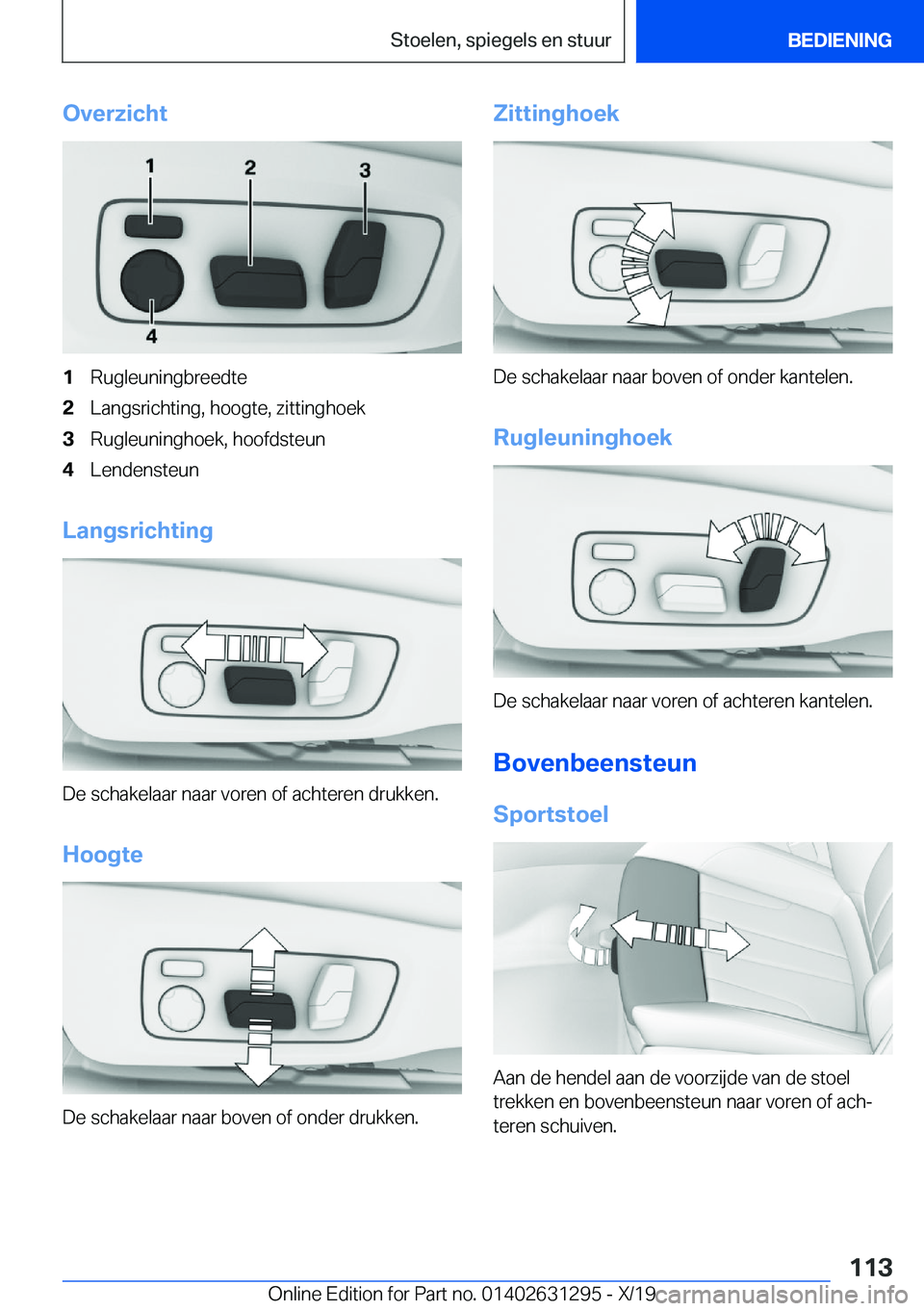 BMW M8 2020  Instructieboekjes (in Dutch) �O�v�e�r�z�i�c�h�t�1�R�u�g�l�e�u�n�i�n�g�b�r�e�e�d�t�e�2�L�a�n�g�s�r�i�c�h�t�i�n�g�,��h�o�o�g�t�e�,��z�i�t�t�i�n�g�h�o�e�k�3�R�u�g�l�e�u�n�i�n�g�h�o�e�k�,��h�o�o�f�d�s�t�e�u�n�4�L�e�n�d�e�n�s�t�e�u