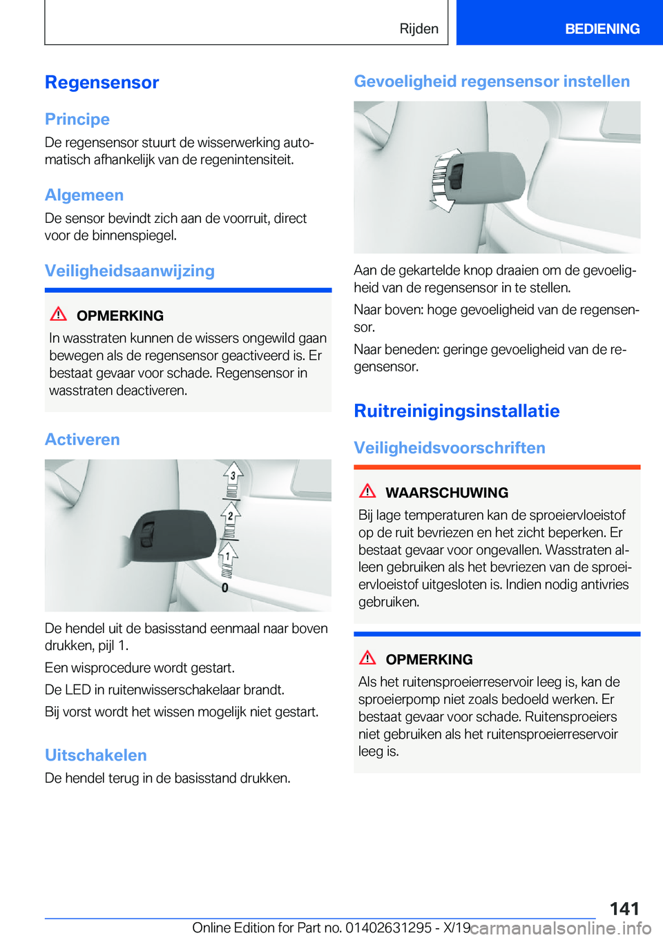 BMW M8 2020  Instructieboekjes (in Dutch) �R�e�g�e�n�s�e�n�s�o�r
�P�r�i�n�c�i�p�e �D�e��r�e�g�e�n�s�e�n�s�o�r��s�t�u�u�r�t��d�e��w�i�s�s�e�r�w�e�r�k�i�n�g��a�u�t�oj
�m�a�t�i�s�c�h��a�f�h�a�n�k�e�l�i�j�k��v�a�n��d�e��r�e�g�e�n�i�n�t�