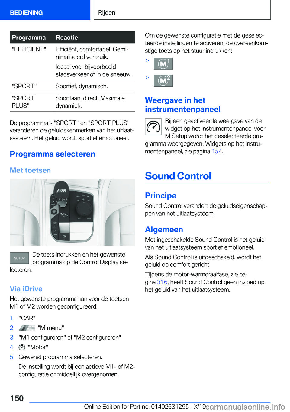 BMW M8 2020  Instructieboekjes (in Dutch) �P�r�o�g�r�a�m�m�a�R�e�a�c�t�i�e��E�F�F�I�C�I�E�N�T��E�f�f�i�c�i�