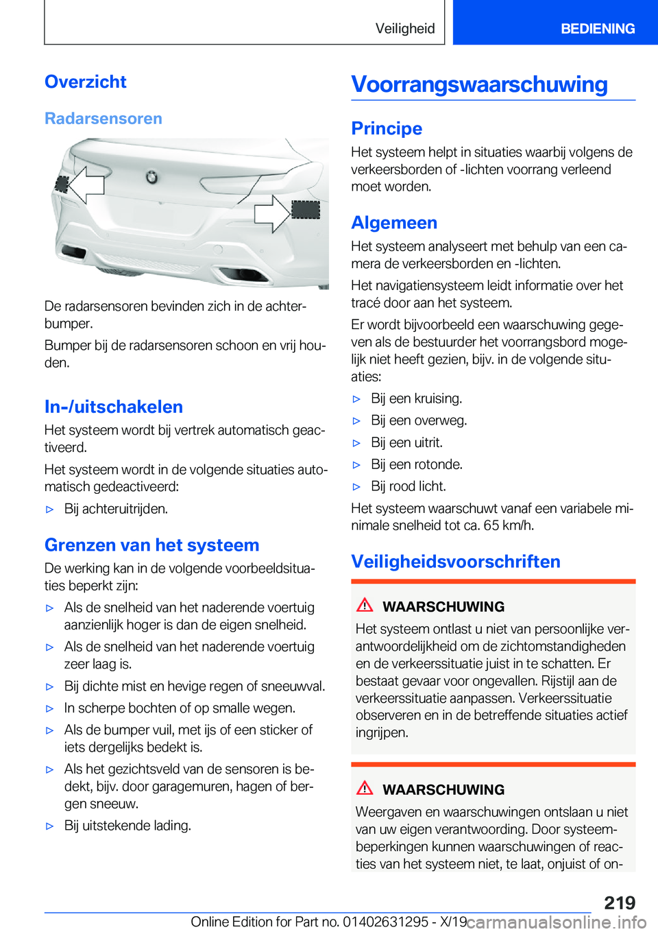 BMW M8 2020  Instructieboekjes (in Dutch) �O�v�e�r�z�i�c�h�t�R�a�d�a�r�s�e�n�s�o�r�e�n
�D�e��r�a�d�a�r�s�e�n�s�o�r�e�n��b�e�v�i�n�d�e�n��z�i�c�h��i�n��d�e��a�c�h�t�e�rj�b�u�m�p�e�r�.
�B�u�m�p�e�r��b�i�j��d�e��r�a�d�a�r�s�e�n�s�o�r�e