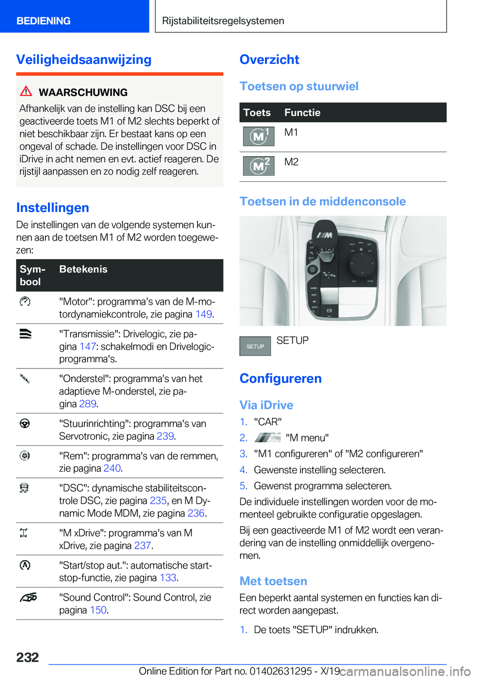 BMW M8 2020  Instructieboekjes (in Dutch) �V�e�i�l�i�g�h�e�i�d�s�a�a�n�w�i�j�z�i�n�g
�W�A�A�R�S�C�H�U�W�I�N�G
�A�f�h�a�n�k�e�l�i�j�k��v�a�n��d�e��i�n�s�t�e�l�l�i�n�g��k�a�n��D�S�C��b�i�j��e�e�n
�g�e�a�c�t�i�v�e�e�r�d�e��t�o�e�t�s��M�