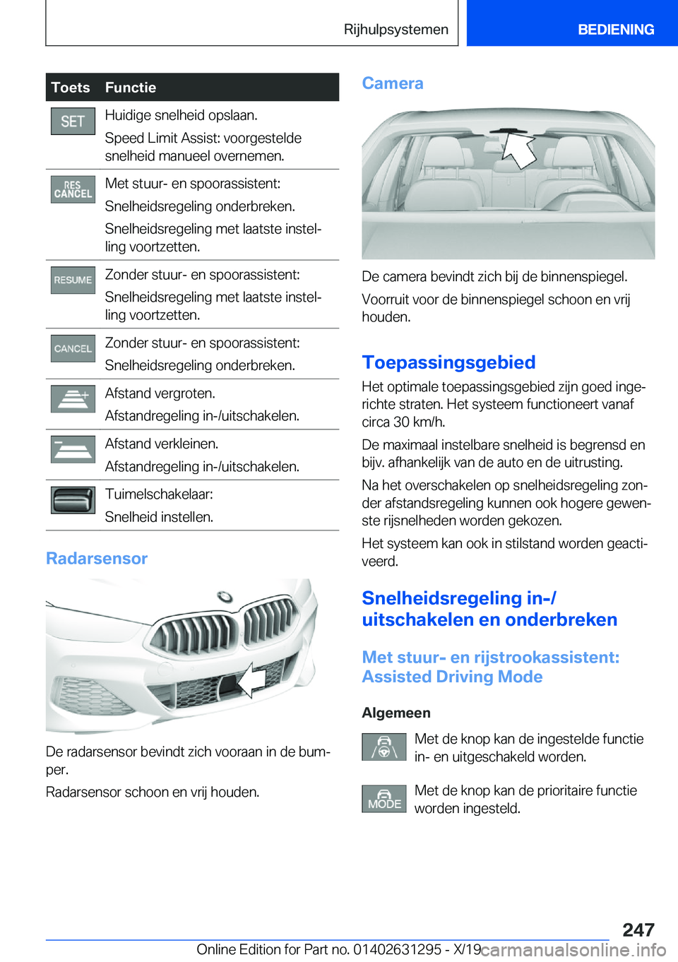 BMW M8 2020  Instructieboekjes (in Dutch) �T�o�e�t�s�F�u�n�c�t�i�e�H�u�i�d�i�g�e��s�n�e�l�h�e�i�d��o�p�s�l�a�a�n�.
�S�p�e�e�d��L�i�m�i�t��A�s�s�i�s�t�:��v�o�o�r�g�e�s�t�e�l�d�e
�s�n�e�l�h�e�i�d��m�a�n�u�e�e�l��o�v�e�r�n�e�m�e�n�.�M�e�t