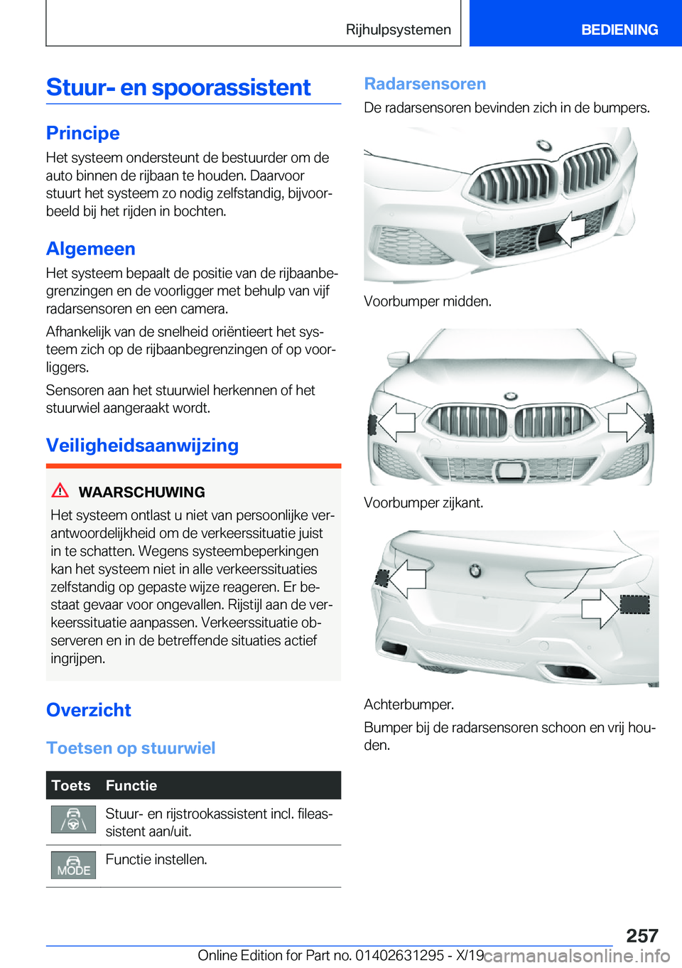 BMW M8 2020  Instructieboekjes (in Dutch) �S�t�u�u�r�-��e�n��s�p�o�o�r�a�s�s�i�s�t�e�n�t
�P�r�i�n�c�i�p�e
�H�e�t��s�y�s�t�e�e�m��o�n�d�e�r�s�t�e�u�n�t��d�e��b�e�s�t�u�u�r�d�e�r��o�m��d�e
�a�u�t�o��b�i�n�n�e�n��d�e��r�i�j�b�a�a�n��