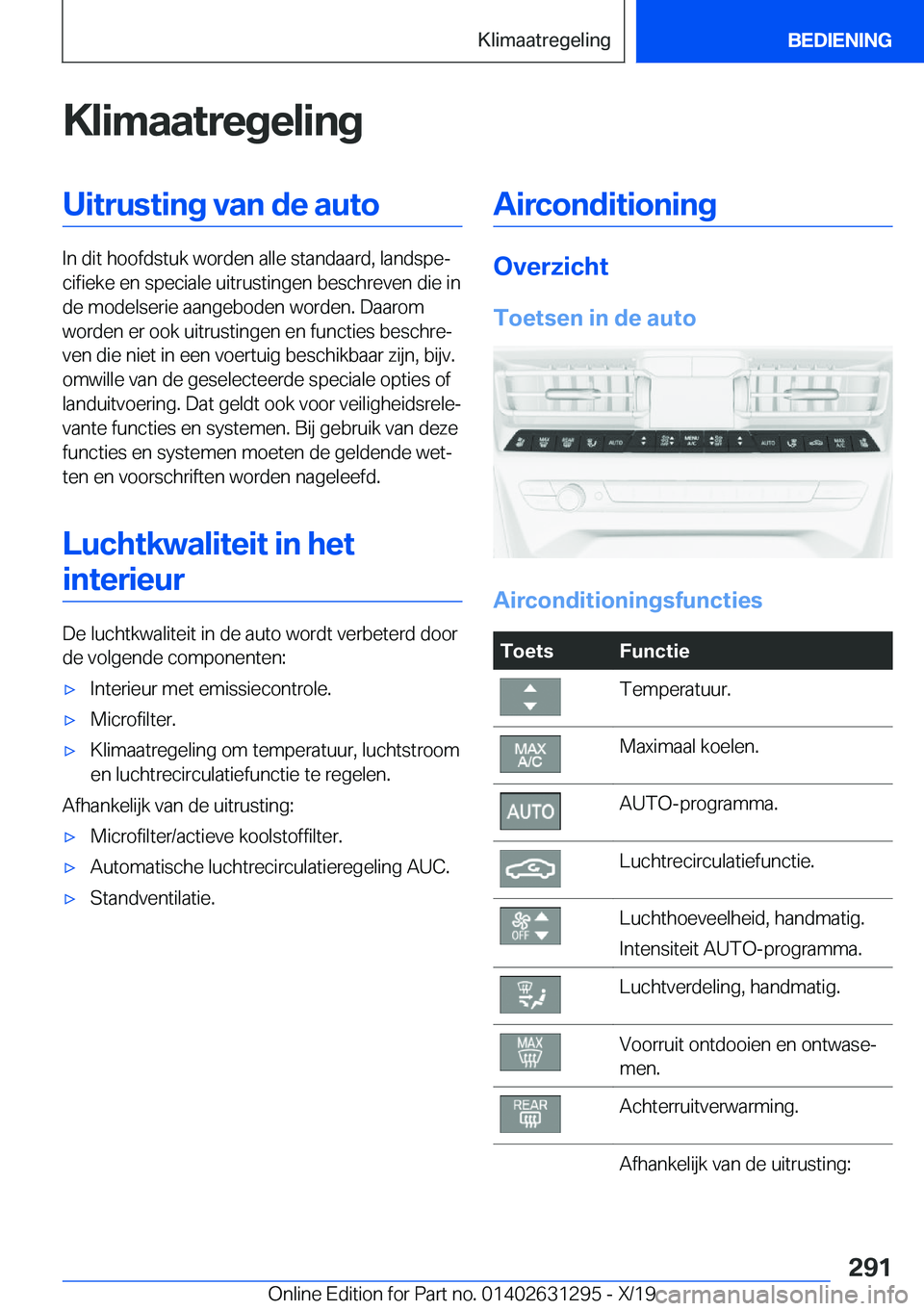 BMW M8 2020  Instructieboekjes (in Dutch) �K�l�i�m�a�a�t�r�e�g�e�l�i�n�g�U�i�t�r�u�s�t�i�n�g��v�a�n��d�e��a�u�t�o
�I�n��d�i�t��h�o�o�f�d�s�t�u�k��w�o�r�d�e�n��a�l�l�e��s�t�a�n�d�a�a�r�d�,��l�a�n�d�s�p�ej�c�i�f�i�e�k�e��e�n��s�p�e�