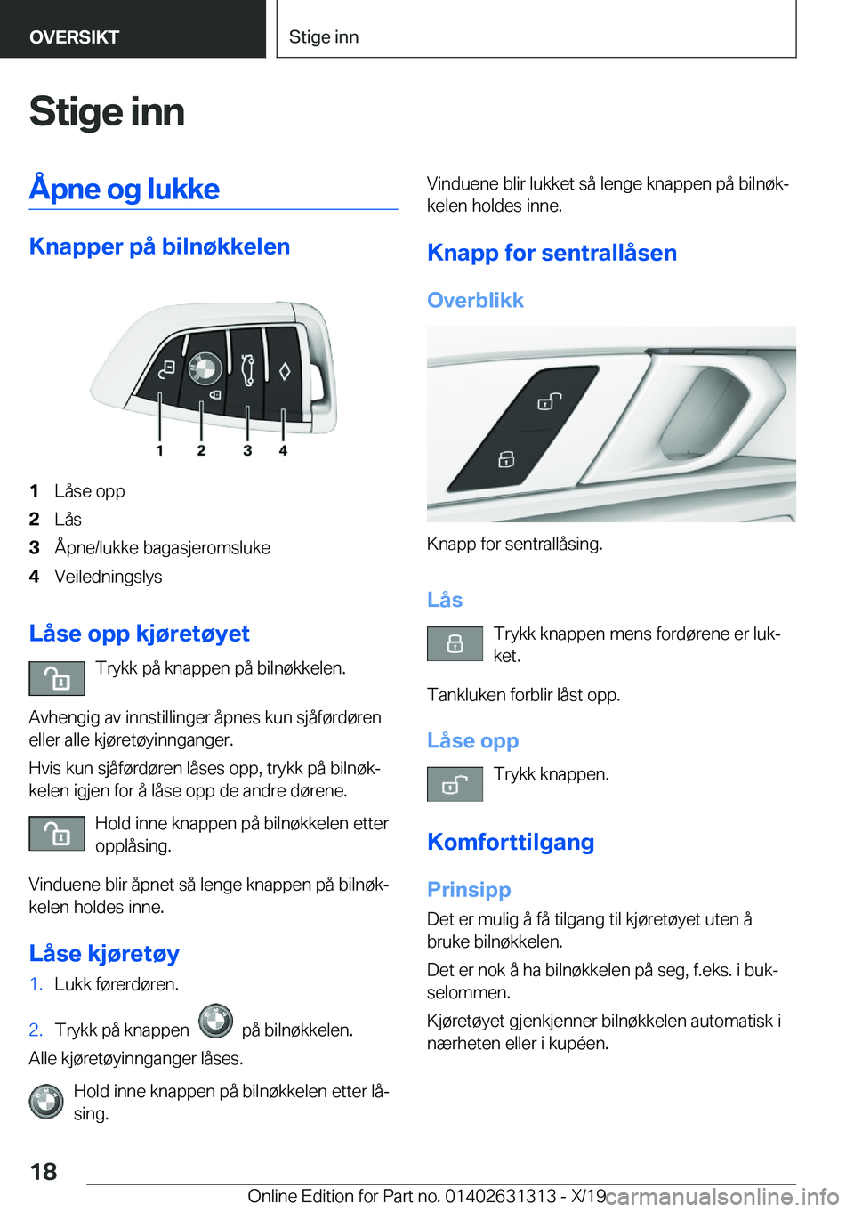 BMW M8 2020  InstruksjonsbØker (in Norwegian) �S�t�i�g�e��i�n�n�