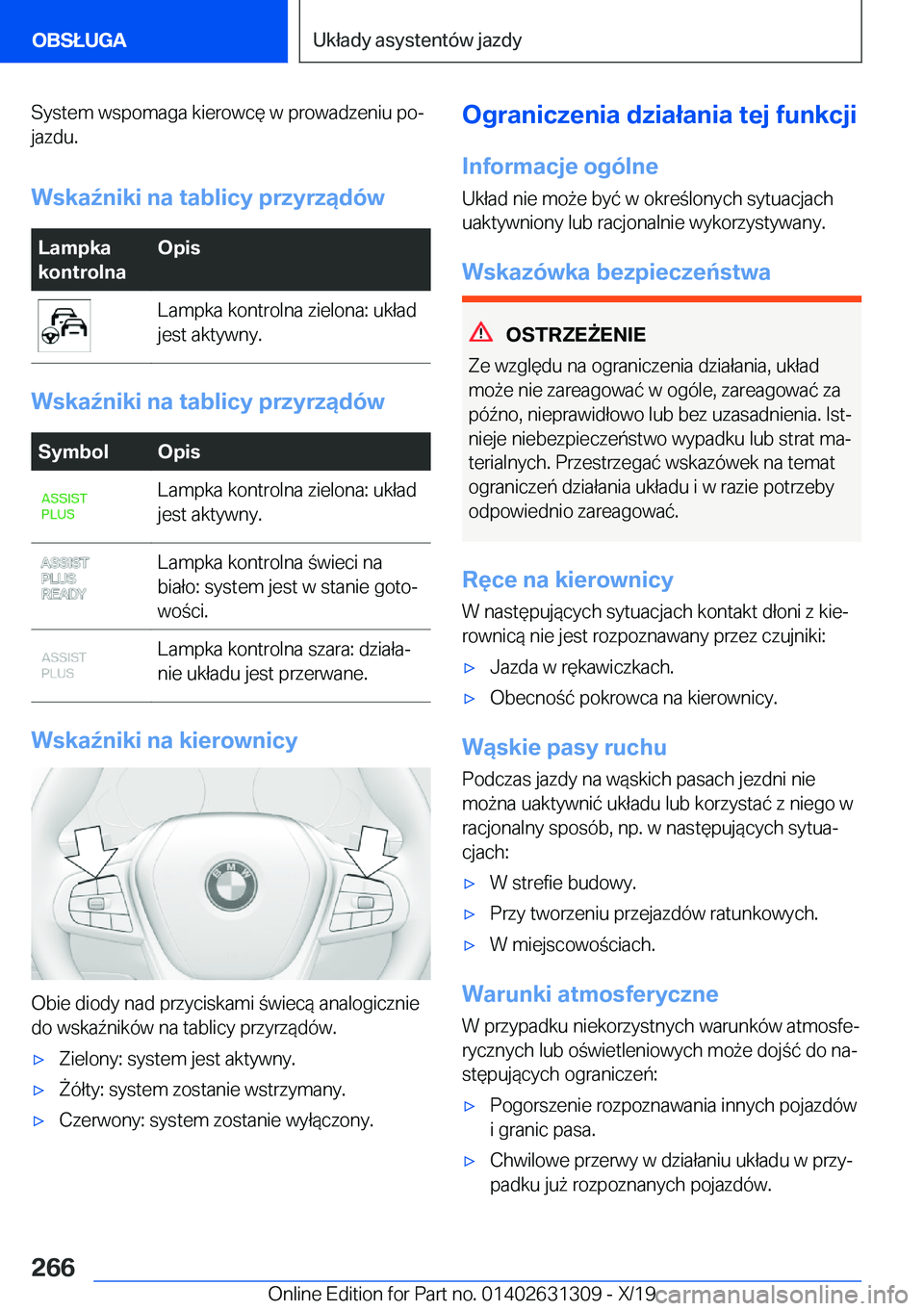 BMW M8 2020  Instrukcja obsługi (in Polish) �S�y�s�t�e�m��w�s�p�o�m�a�g�a��k�i�e�r�o�w�c�
