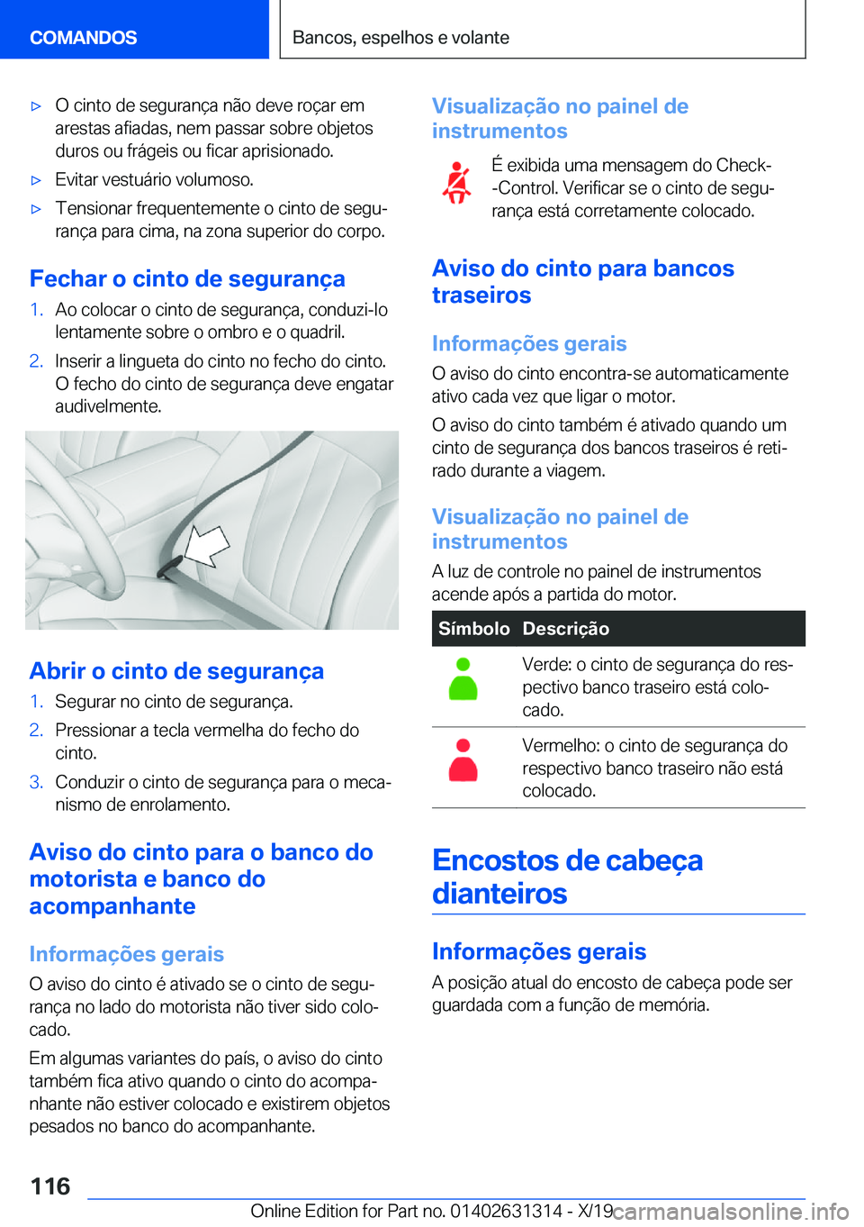 BMW M8 2020  Manual do condutor (in Portuguese) 'x�O��c�i�n�t�o��d�e��s�e�g�u�r�a�n�