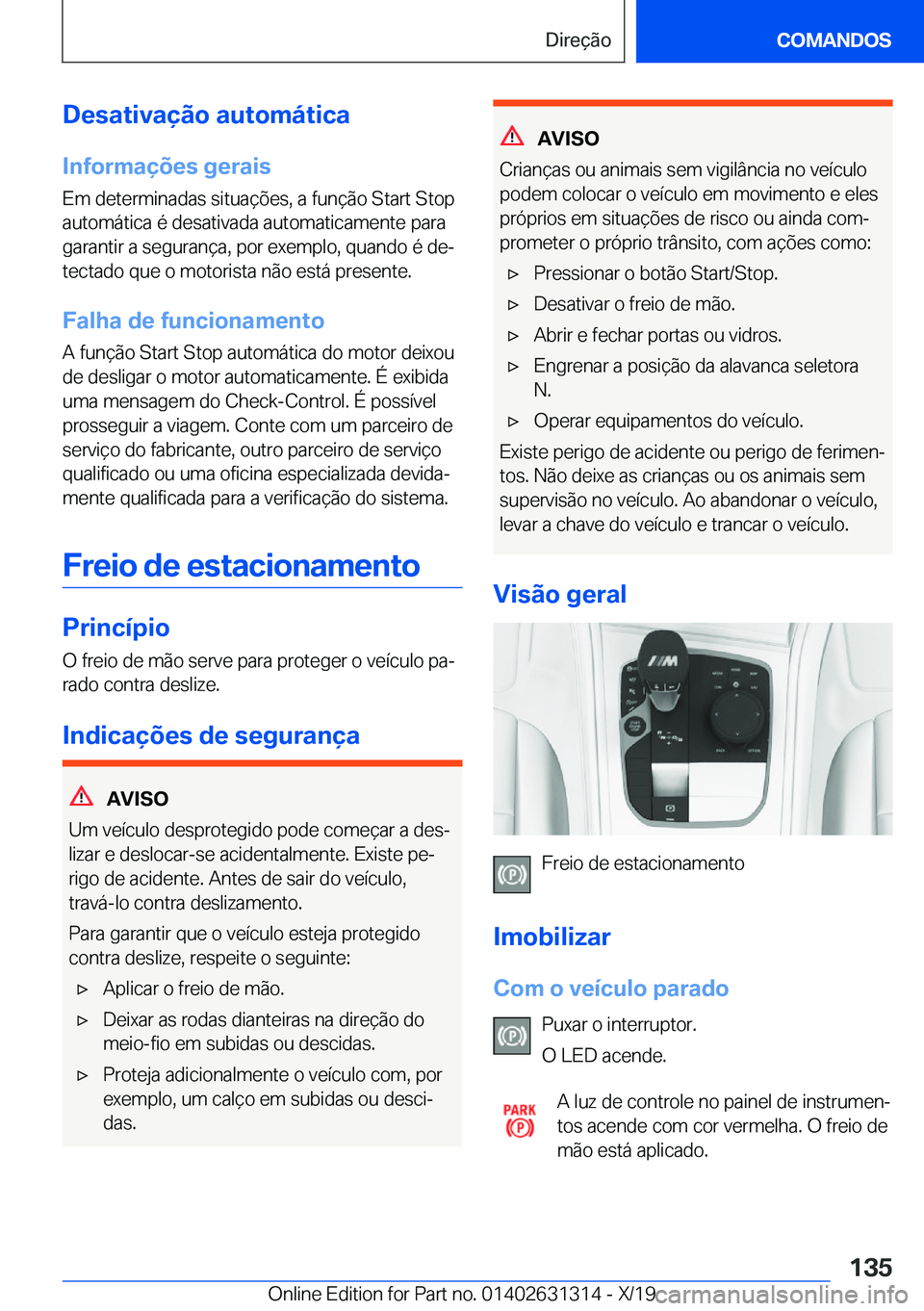 BMW M8 2020  Manual do condutor (in Portuguese) �D�e�s�a�t�i�v�a�