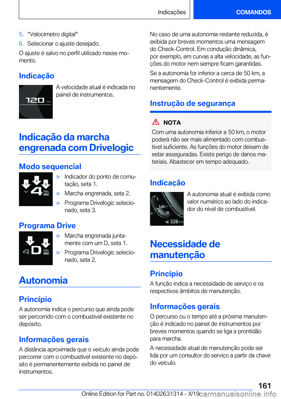 BMW M8 2020  Manual do condutor (in Portuguese) �5�.��V�e�l�o�c�