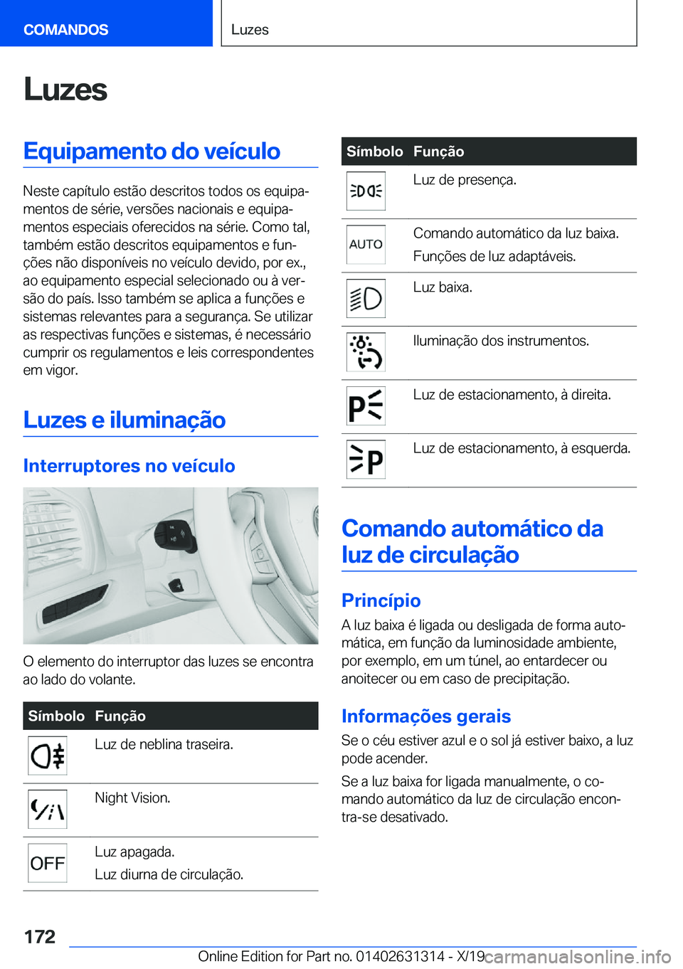 BMW M8 2020  Manual do condutor (in Portuguese) �L�u�z�e�s�E�q�u�i�p�a�m�e�n�t�o��d�o��v�e�