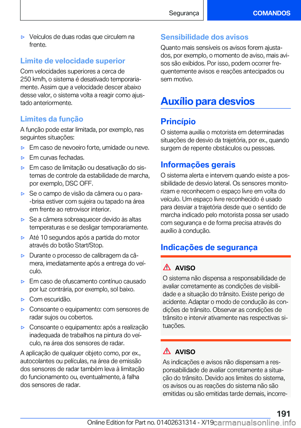 BMW M8 2020  Manual do condutor (in Portuguese) 'x�V�e�