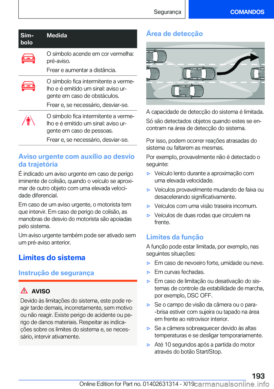BMW M8 2020  Manual do condutor (in Portuguese) �S�