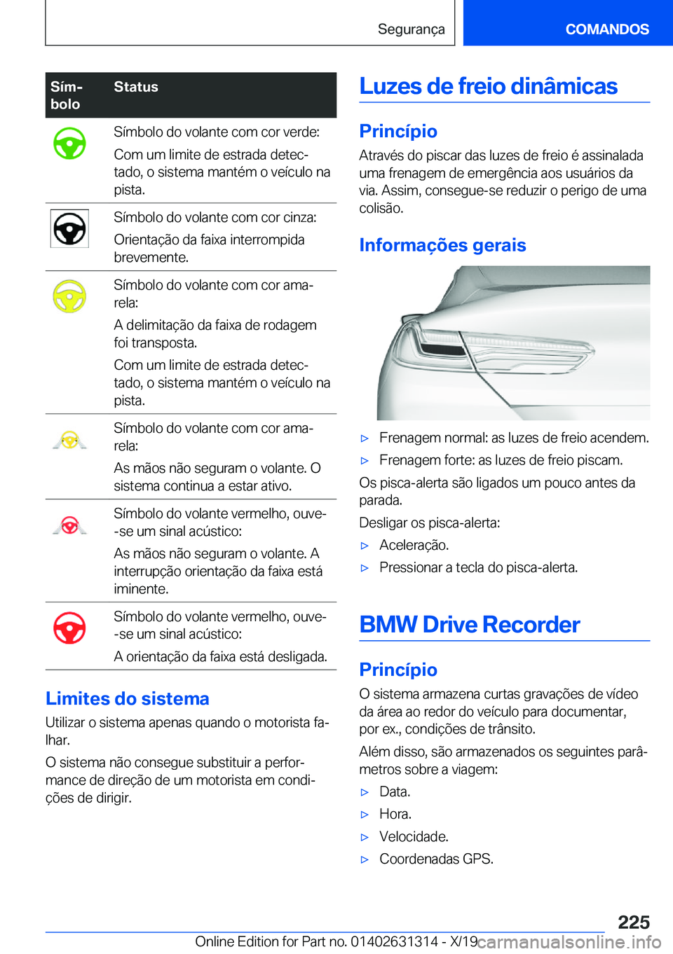 BMW M8 2020  Manual do condutor (in Portuguese) �S�