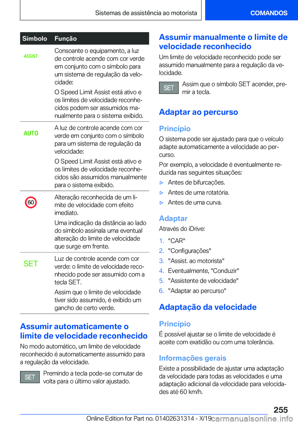 BMW M8 2020  Manual do condutor (in Portuguese) �S�