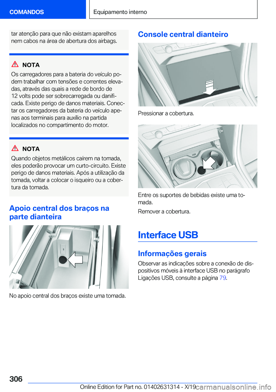 BMW M8 2020  Manual do condutor (in Portuguese) �t�a�r��a�t�e�n�