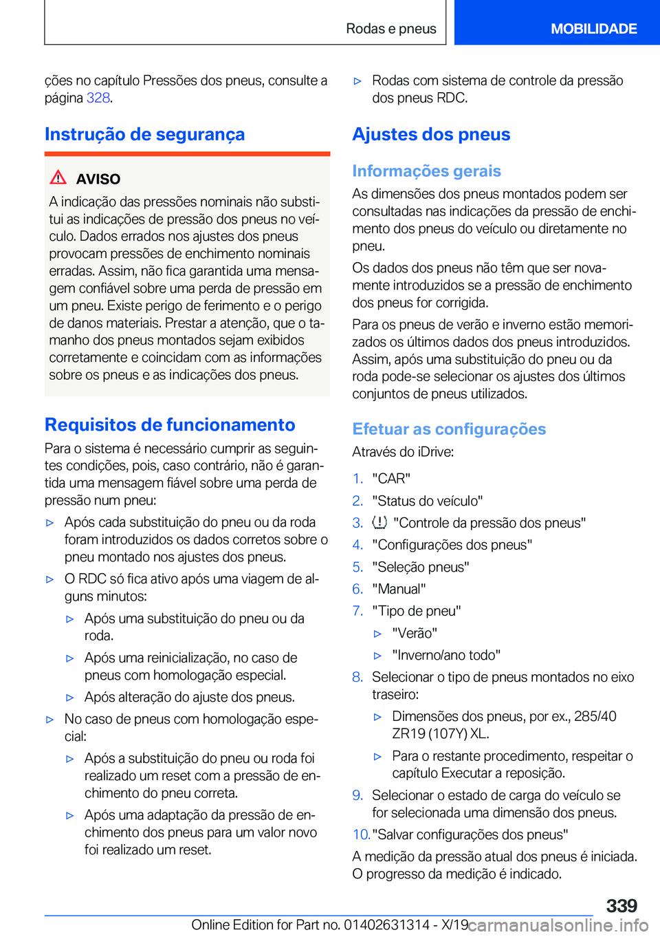 BMW M8 2020  Manual do condutor (in Portuguese) �