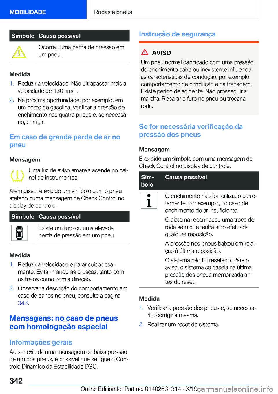 BMW M8 2020  Manual do condutor (in Portuguese) �S�