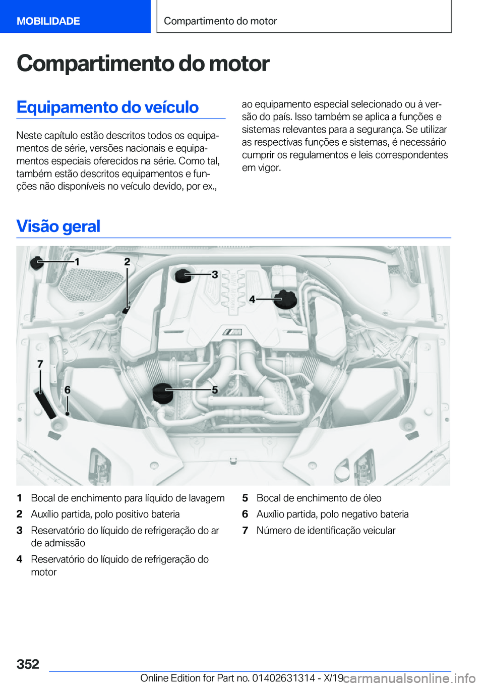 BMW M8 2020  Manual do condutor (in Portuguese) �C�o�m�p�a�r�t�i�m�e�n�t�o��d�o��m�o�t�o�r�E�q�u�i�p�a�m�e�n�t�o��d�o��v�e�