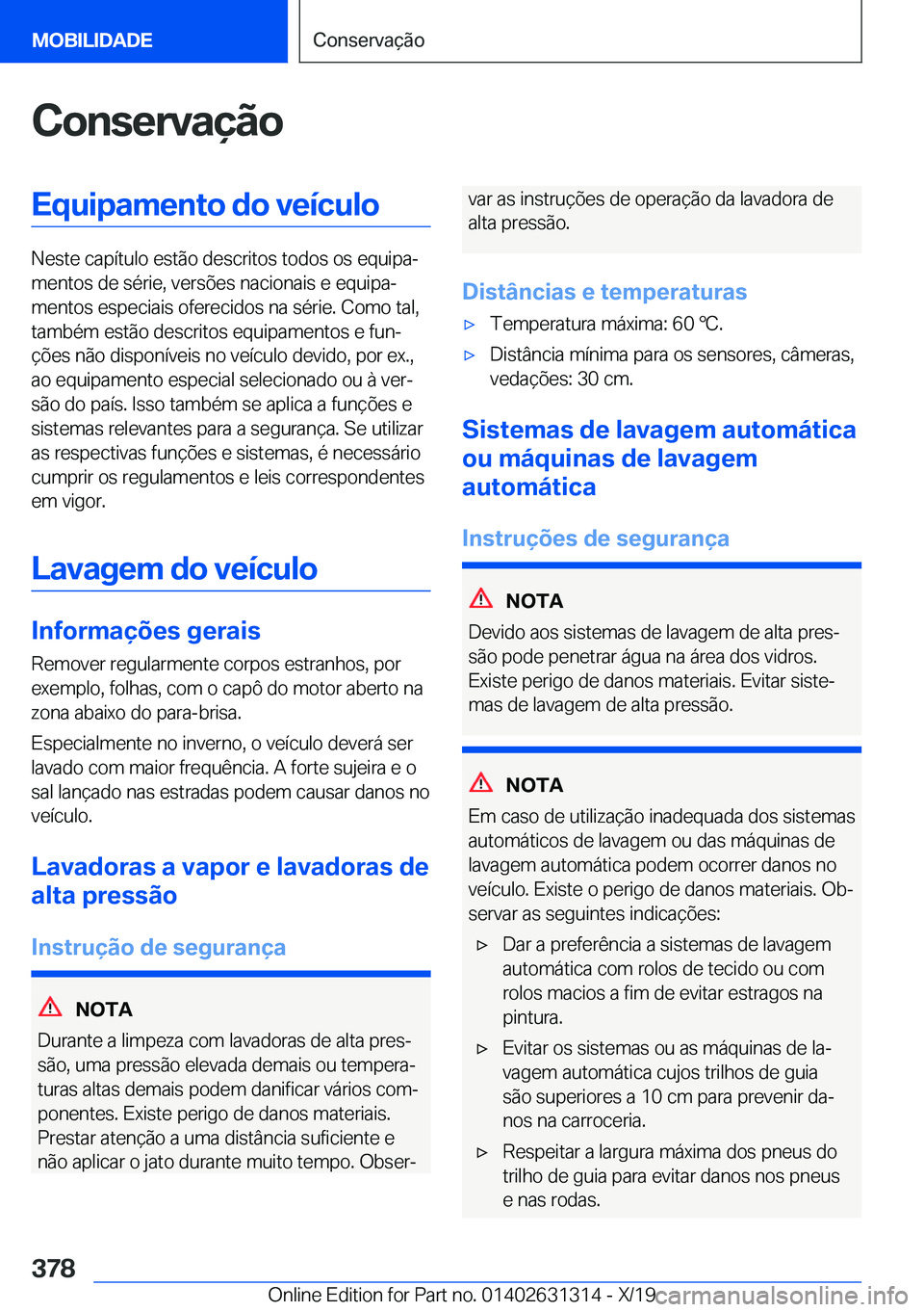 BMW M8 2020  Manual do condutor (in Portuguese) �C�o�n�s�e�r�v�a�