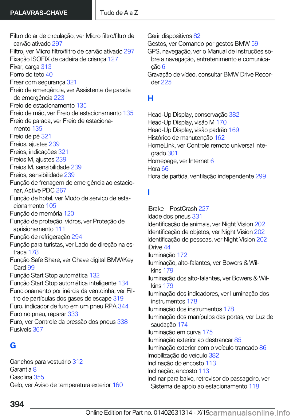 BMW M8 2020  Manual do condutor (in Portuguese) �F�i�l�t�r�o��d�o��a�r��d�e��c�i�r�c�u�l�a�