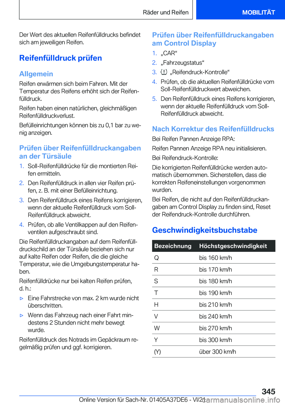 BMW M8 GRAN COUPE 2022  Betriebsanleitungen (in German) �D�e�r��W�e�r�t��d�e�s��a�k�t�u�e�l�l�e�n��R�e�i�f�e�n�f�