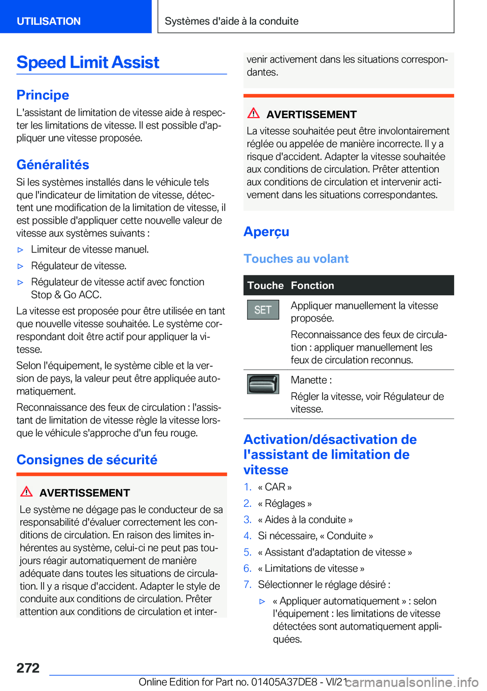 BMW M8 GRAN COUPE 2022  Notices Demploi (in French) �S�p�e�e�d��L�i�m�i�t��A�s�s�i�s�t
�P�r�i�n�c�i�p�e�L�'�a�s�s�i�s�t�a�n�t��d�e��l�i�m�i�t�a�t�i�o�n��d�e��v�i�t�e�s�s�e��a�i�d�e��