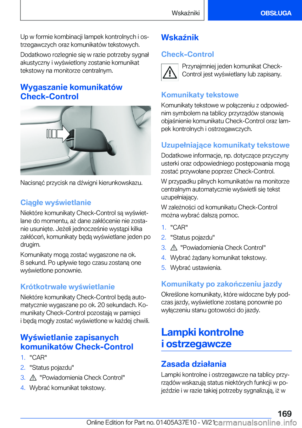 BMW M8 GRAN COUPE 2022  Instrukcja obsługi (in Polish) �U�p��w��f�o�r�m�i�e��k�o�m�b�i�n�a�c�j�i��l�a�m�p�e�k��k�o�n�t�r�o�l�n�y�c�h��i��o�sj�t�r�z�e�g�a�w�c�z�y�c�h��o�r�a�z��k�o�m�u�n�i�k�a�t�