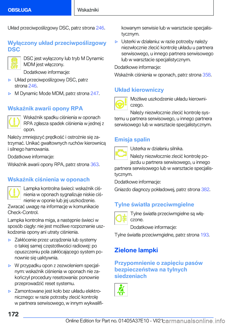 BMW M8 GRAN COUPE 2022  Instrukcja obsługi (in Polish) �U�k�ł�a�d��p�r�z�e�c�i�w�p�o�l�i�z�g�o�w�y��D�S�C�,��p�a�t�r�z��s�t�r�o�n�a��2�4�6�.
�W�y�ł�ą�c�z�o�n�y��u�k�ł�a�d��p�r�z�e�c�i�w�p�o�l�i�z�g�o�w�y
�D�S�C
�D�S�C��j�e�s�t��w�y�ł�