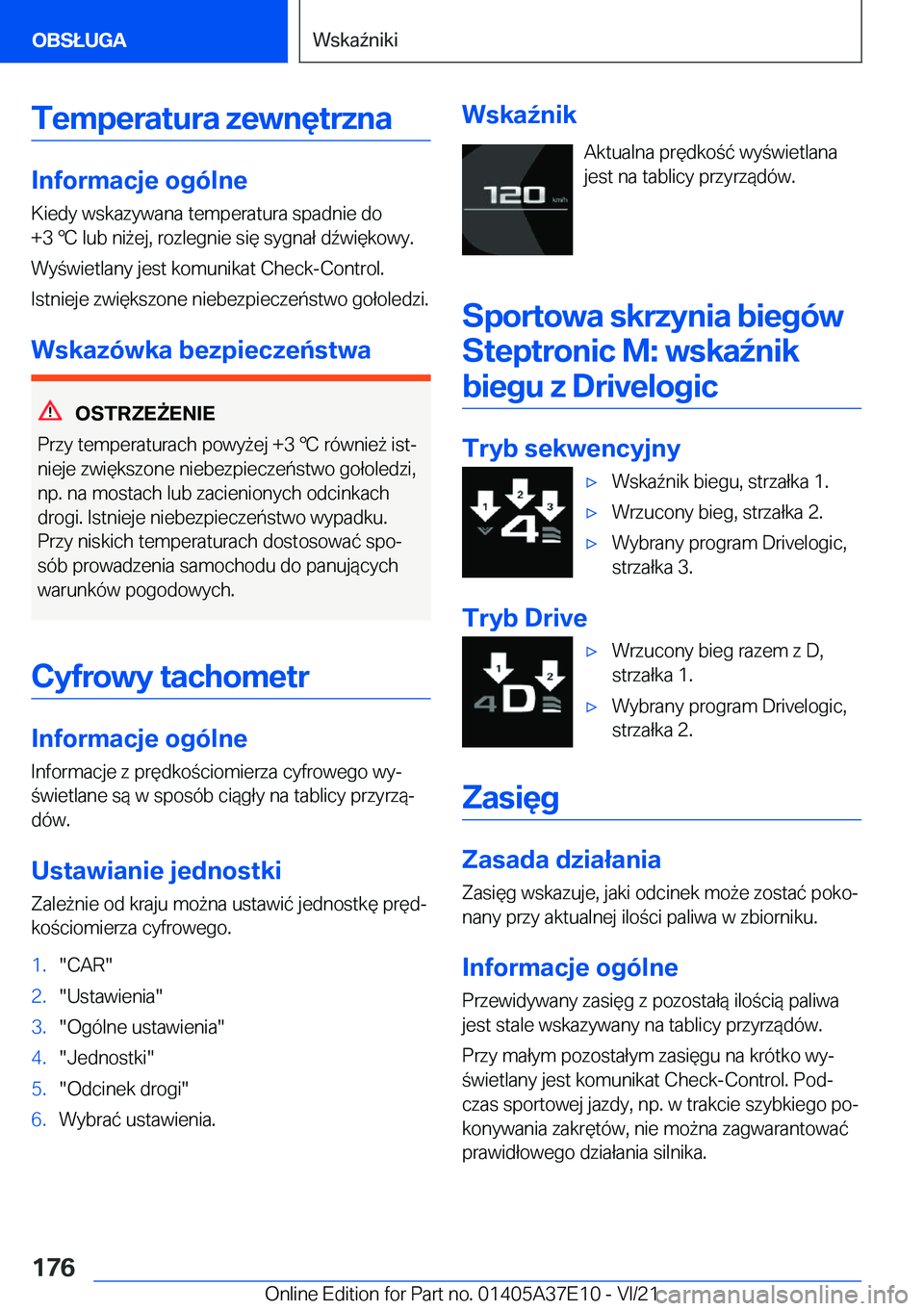 BMW M8 GRAN COUPE 2022  Instrukcja obsługi (in Polish) �T�e�m�p�e�r�a�t�u�r�a��z�e�w�n�