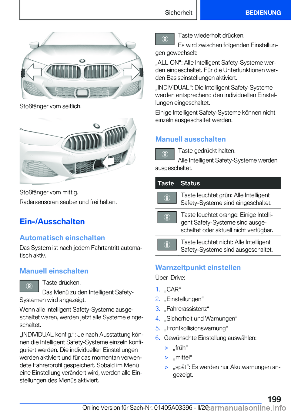 BMW M8 GRAN COUPE 2020  Betriebsanleitungen (in German) �S�t�o�