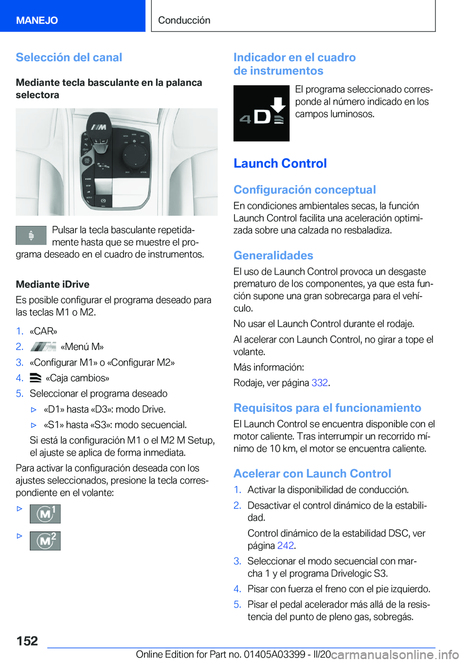 BMW M8 GRAN COUPE 2020  Manuales de Empleo (in Spanish) �S�e�l�e�c�c�i�