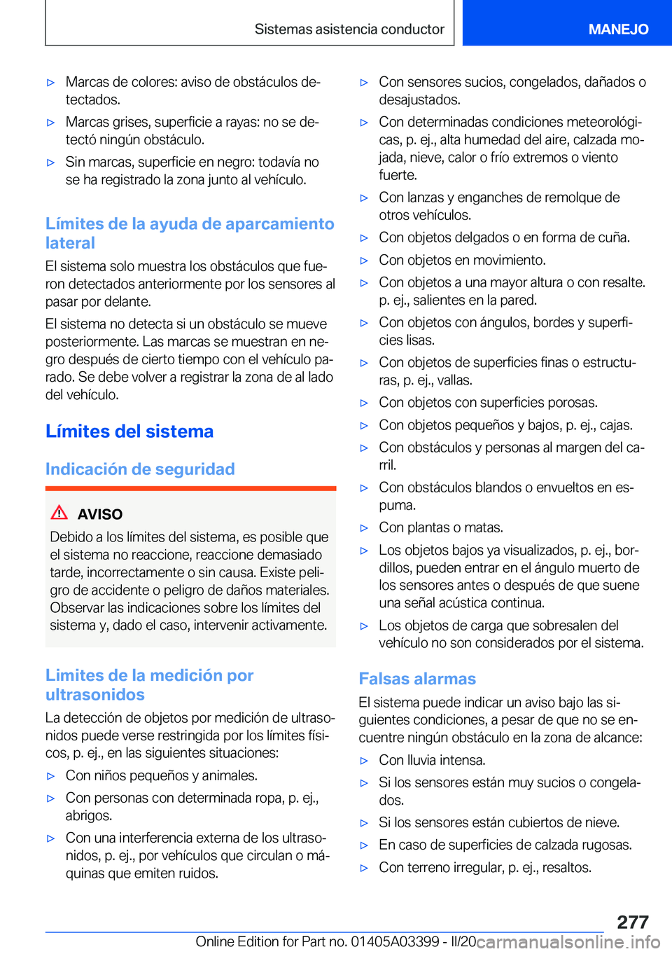 BMW M8 GRAN COUPE 2020  Manuales de Empleo (in Spanish) 'x�M�a�r�c�a�s��d�e��c�o�l�o�r�e�s�:��a�v�i�s�o��d�e��o�b�s�t�