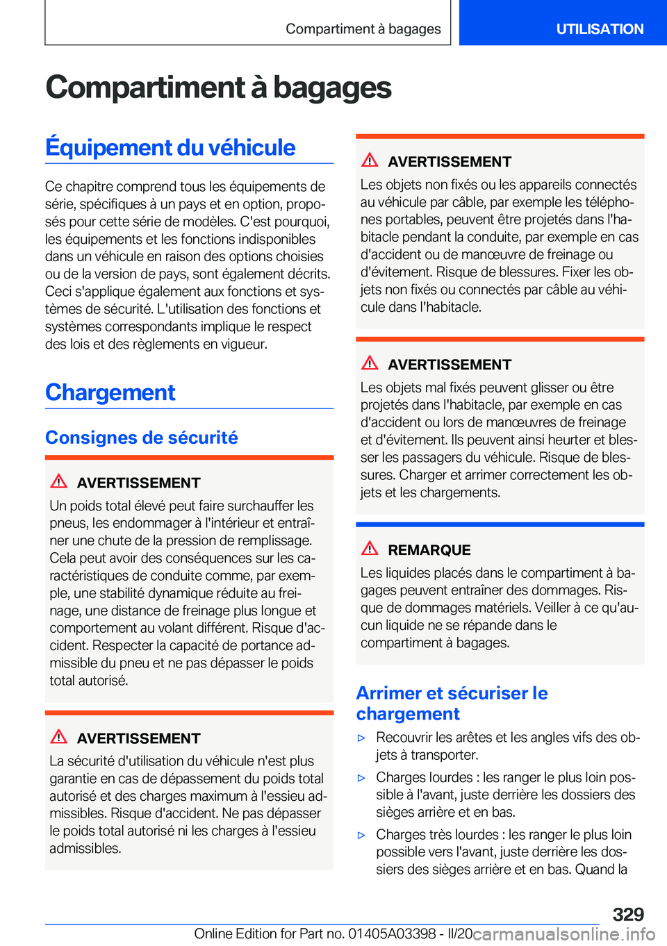 BMW M8 GRAN COUPE 2020  Notices Demploi (in French) �C�o�m�p�a�r�t�i�m�e�n�t��
