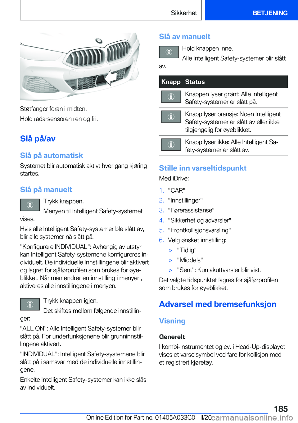 BMW M8 GRAN COUPE 2020  InstruksjonsbØker (in Norwegian) �S�t�