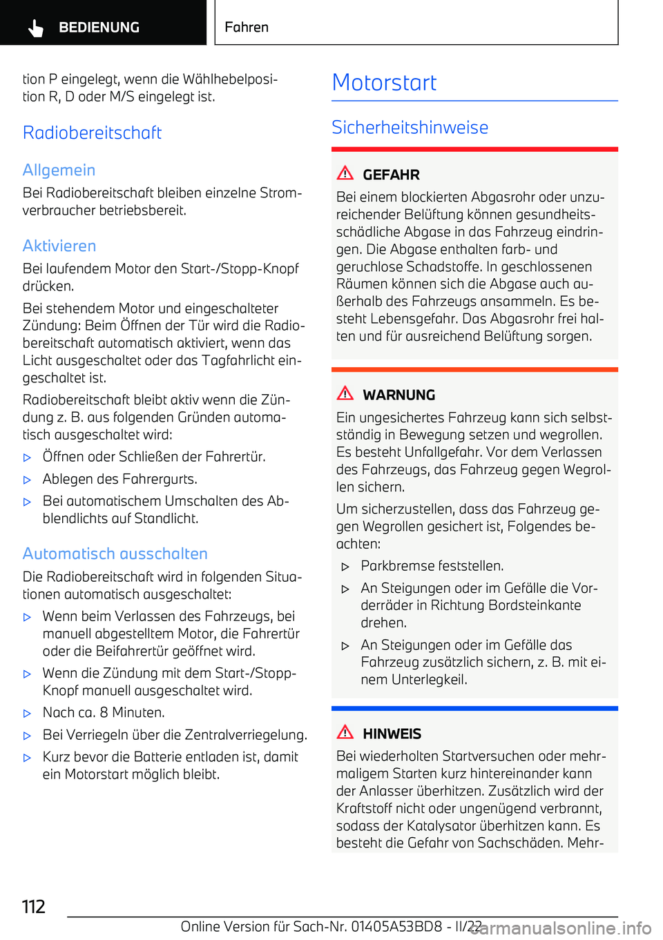 BMW X1 2022  Betriebsanleitungen (in German) tion P eingelegt, wenn die W