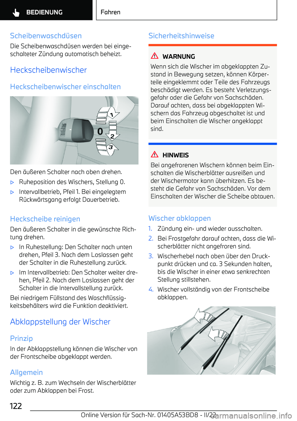 BMW X1 2022  Betriebsanleitungen (in German) Scheibenwaschd