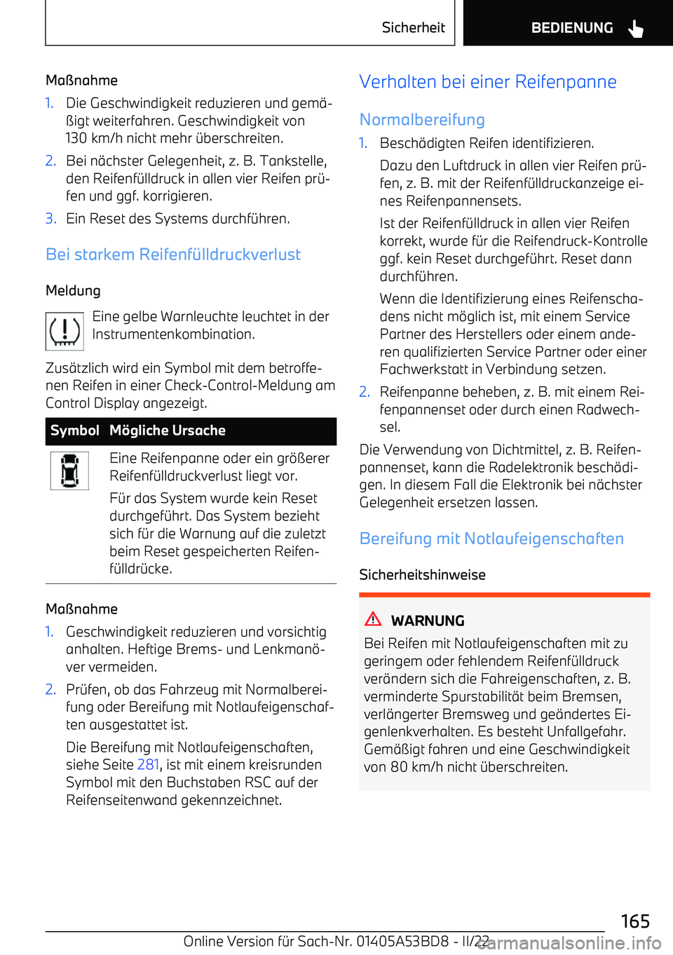 BMW X1 2022  Betriebsanleitungen (in German) Majnahme1.Die Geschwindigkeit reduzieren und gem