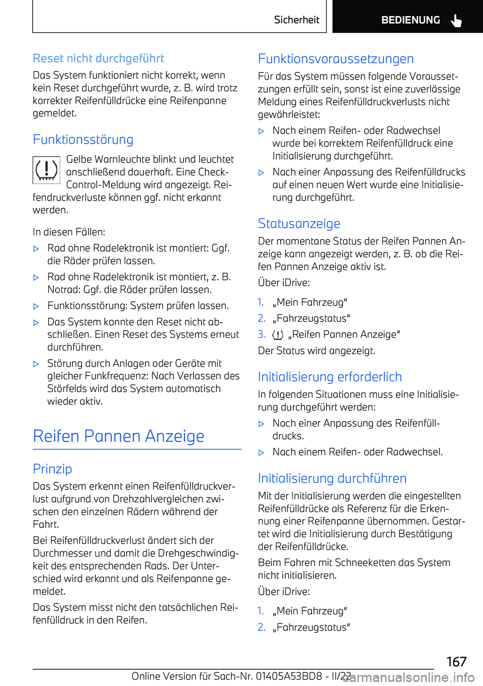 BMW X1 2022  Betriebsanleitungen (in German) Reset nicht durchgef