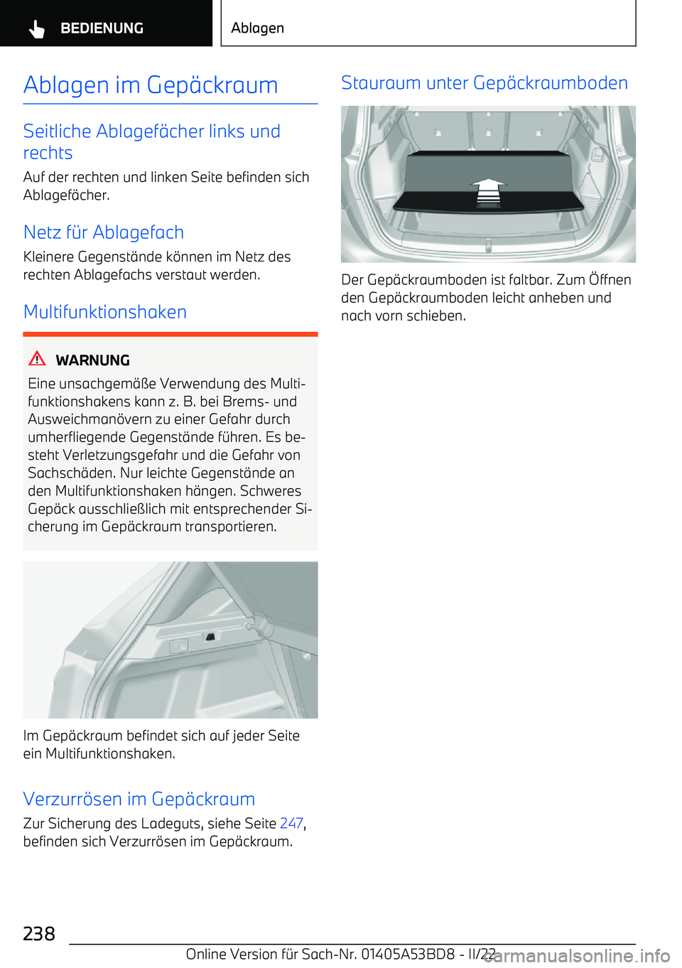 BMW X1 2022  Betriebsanleitungen (in German) Ablagen im Gep