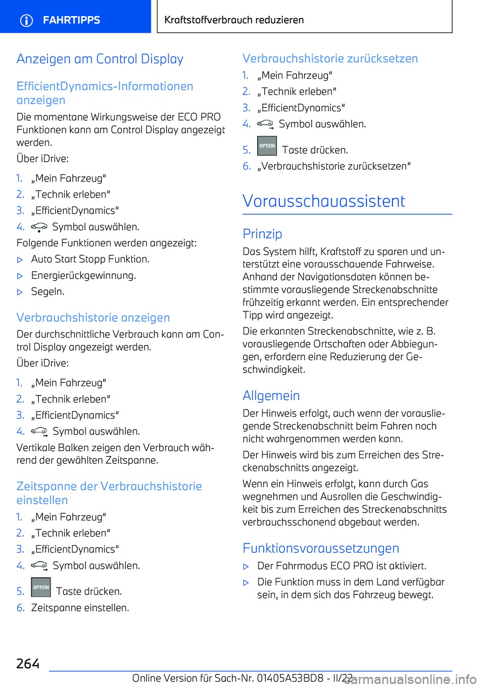 BMW X1 2022  Betriebsanleitungen (in German) Anzeigen am Control Display
EfficientDynamics