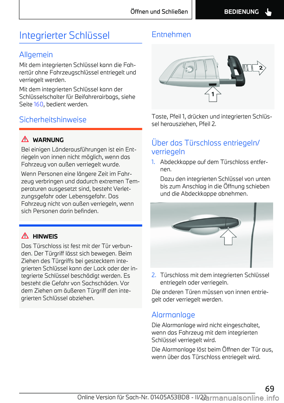 BMW X1 2022  Betriebsanleitungen (in German) Integrierter Schl