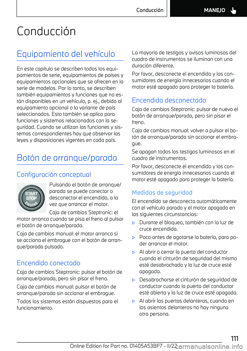 BMW X1 2022  Manuales de Empleo (in Spanish) Conducci